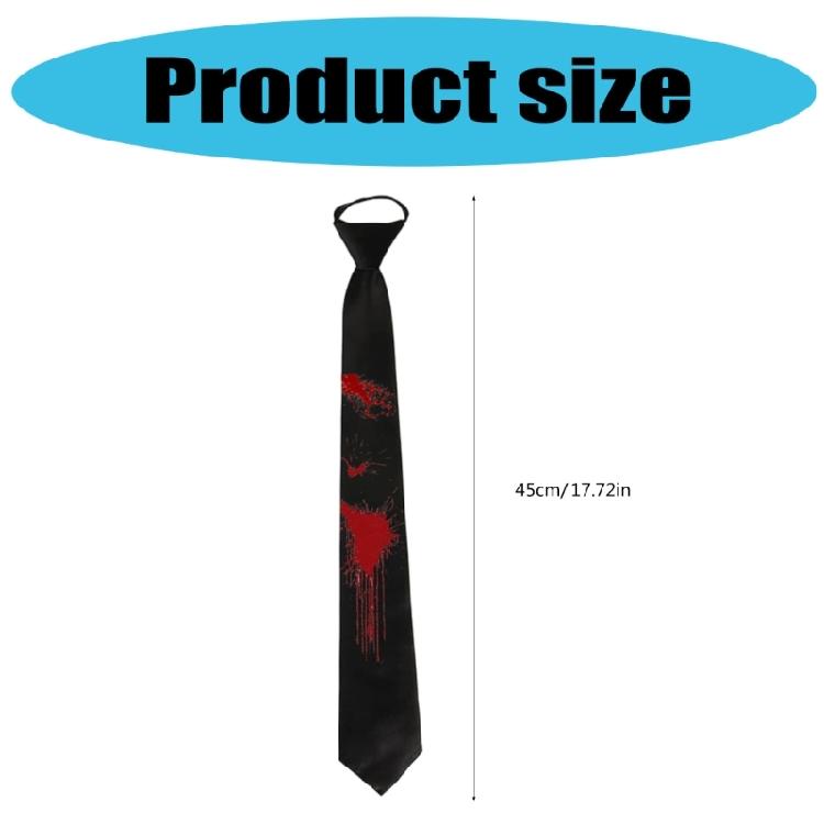 Dark Series Black Neck Tie with Bloodstain Print Perfect for Theme Parties and Fashion Halloween Party Gatherings