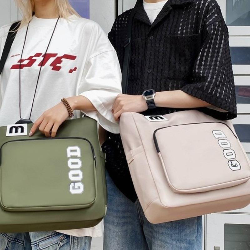 School Bag New High Value Fresh Letter Satchel Couple Light Travel Make-up Class Large Capacity Messenger Bag