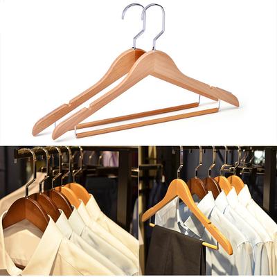 Quality Wooden Hangers,Wardrobe Clothes Organizer with Wood Bar for Suits Dress Jacket,Anti-slip Pants Hanger for Closet Storage