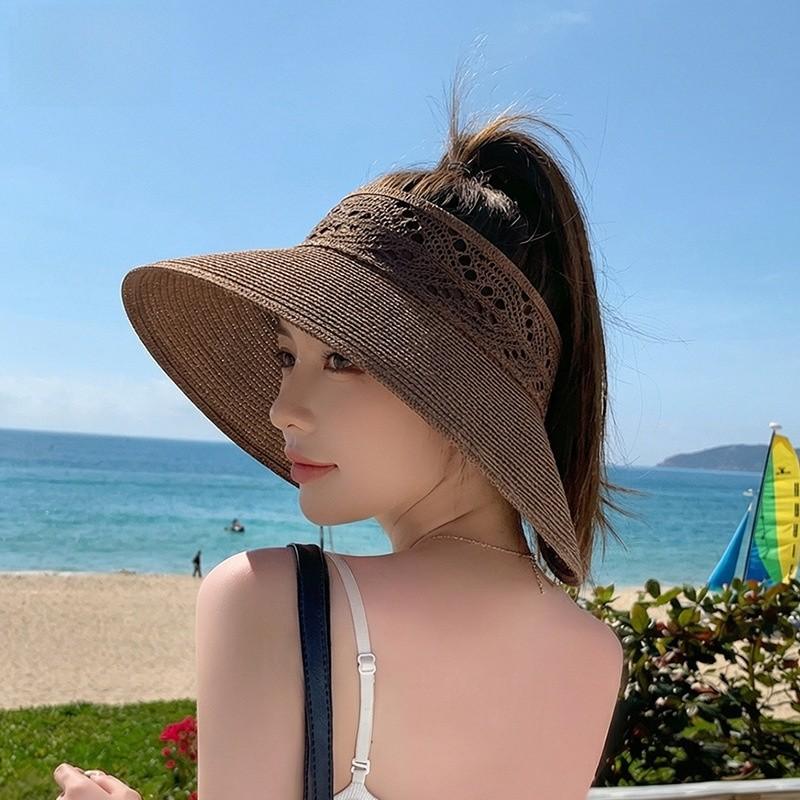 Summer Wide Brim Straw Hat With Sun Protection For Beach Vacation And Relaxation