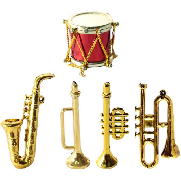 Toyvian Miniature Musical Instrument Set Plastic Saxophone Trumpet Drum Figurines Dollhouse Musical Instrument Models Ornament for Mini House Musical