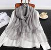 Fashion Stripe Women Silk Scarf Thin Summer Lady Beach Shawl Scarves With Gold Thread Muslim Foulard Female Hijab Headscarf