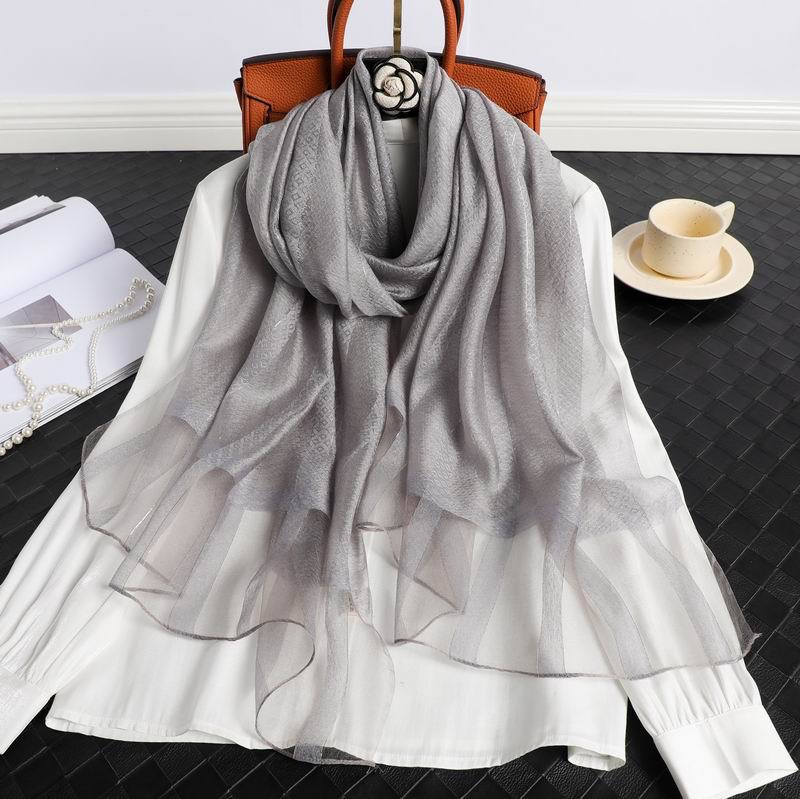 Fashion Stripe Women Silk Scarf Thin Summer Lady Beach Shawl Scarves With Gold Thread Muslim Foulard Female Hijab Headscarf