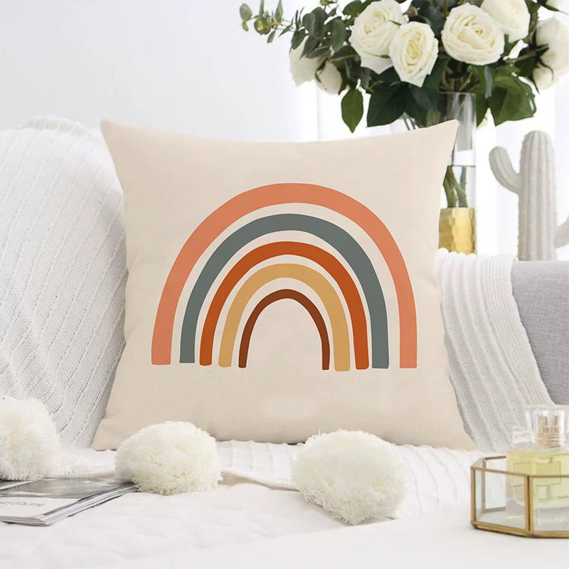 Nordischer abstrakter Kissenbezug für Sofas, moderner schlichter Kurzplüsch-Kissenbezug mit Print.