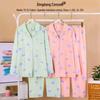 Dingdang Guifei Two-Piece Set: Women's Autumn/Winter Turn-Down Collar Pajamas - Comfortable, Fashionable Casual Homewear with Long Sleeves and Pants