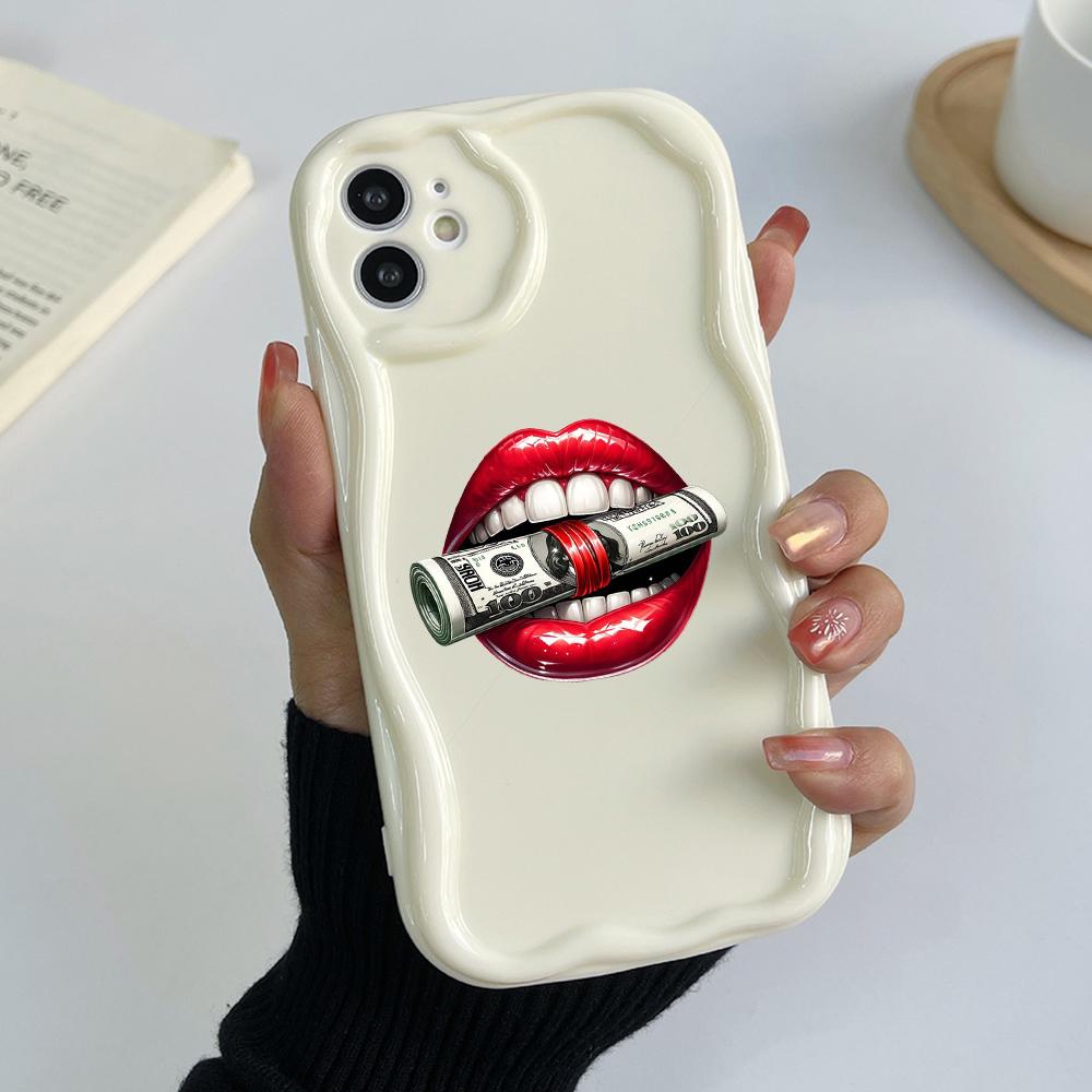 LZ21 Lips kiss design art Clear Soft Wave Phone Cases for Samsung S24 S23 Ultra S20 FE A54 A14 A52s A51 S10 Huawei Honor 90 Protection Back Cover