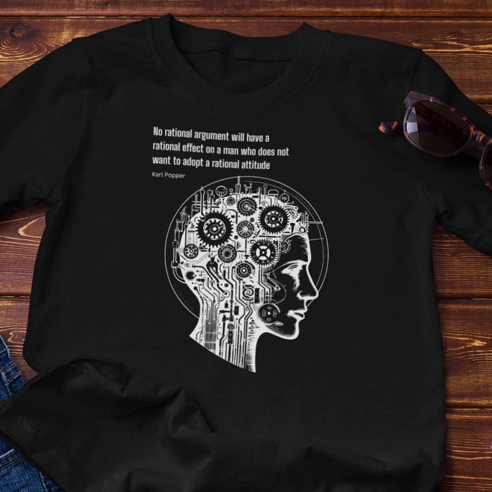 Philosohy Tshirt - Karl Popper - Utility of Rationality, Unisex Cotton Tee 3XL