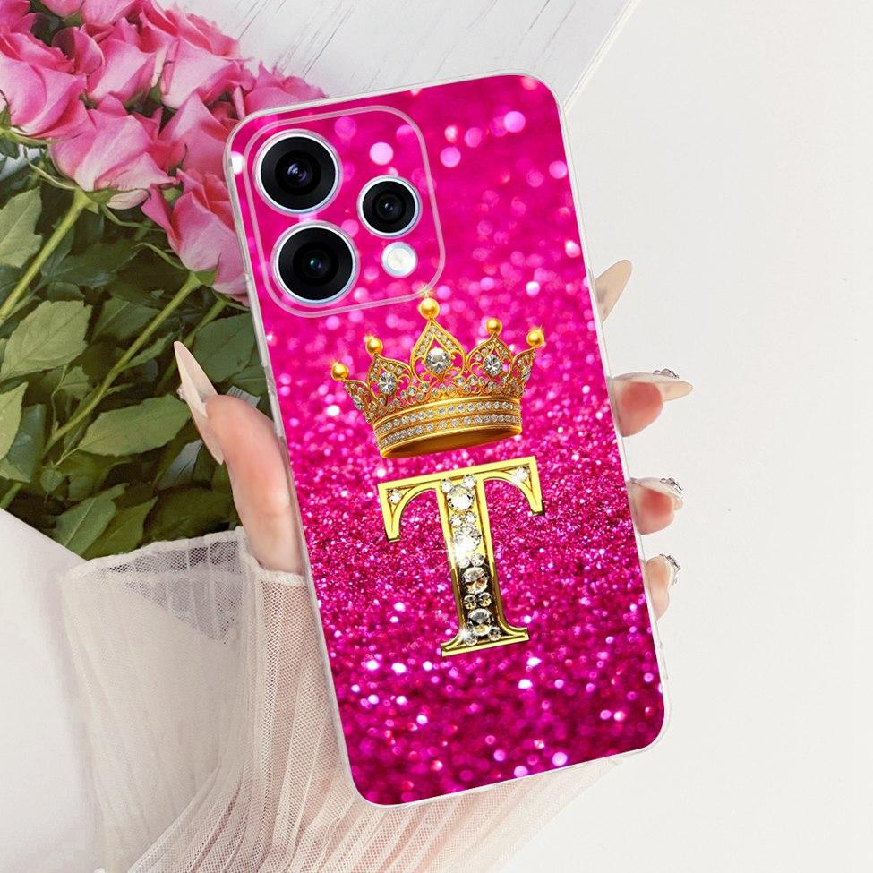 Clear Case For Oppo Reno15 5G Cover Luxury A-Z Letters Fashion Boys Girls Cool Crown Soft Casing For Oppo Reno15 CPH2825
