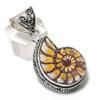 Ammonite Fossil Gemstone 925 Sterling Silver Jewelry Pendant 1.97"