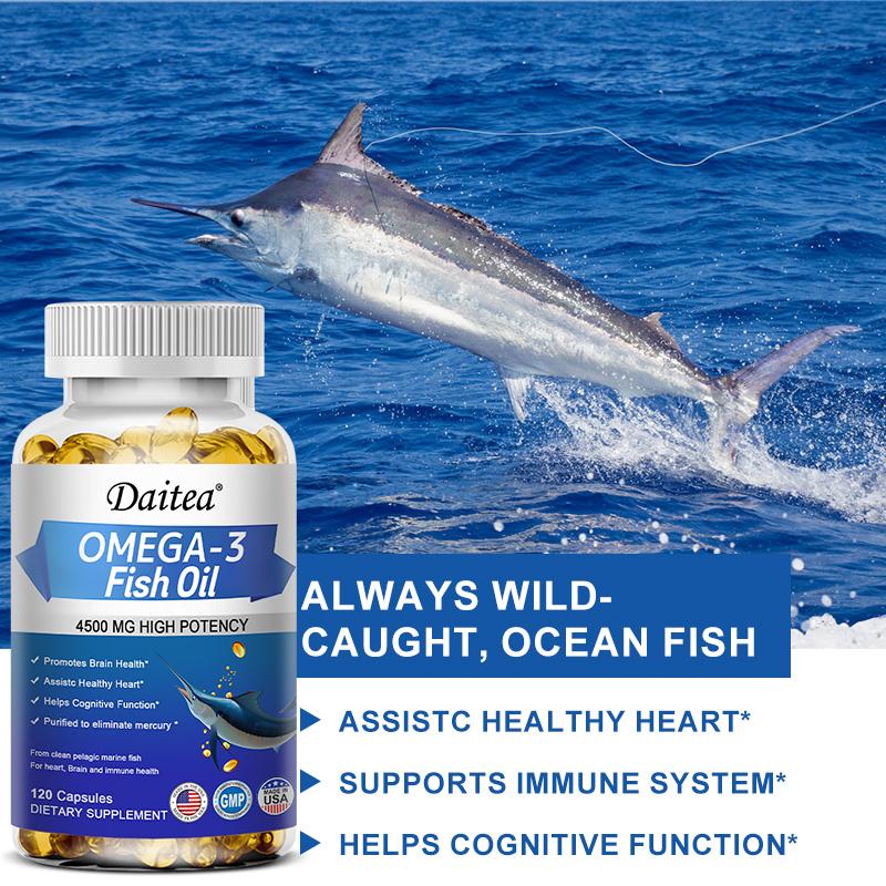 High Potency Omega 3 Fish Oil Softgels 4500mg EPA DHA Capsules 120 Count