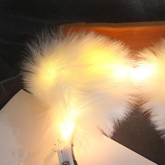 LED Headband with Bell 3-speed Flash Bowknot Design Light-up Plush Glowing Cat Ear Hair Hoop for Party