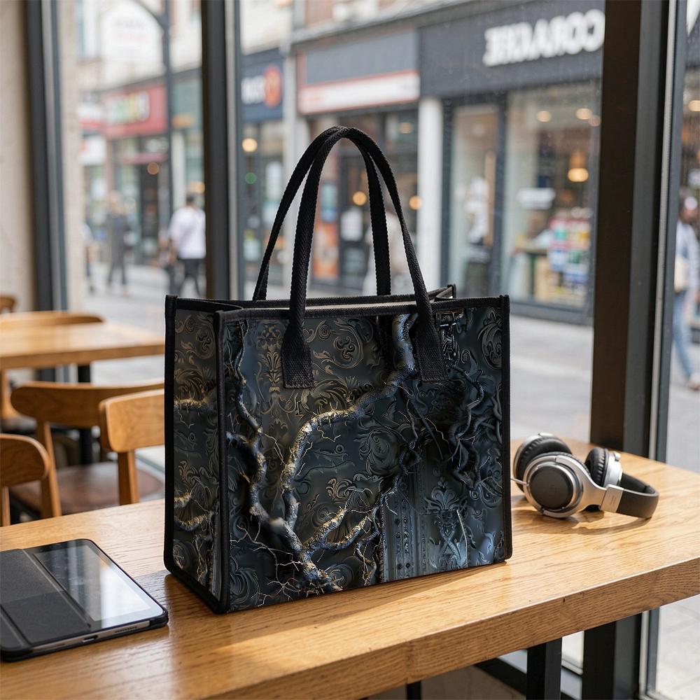 Elegant Dark Pattern Tote Bag Classic Daily Use Shoulder Bag for Commute
