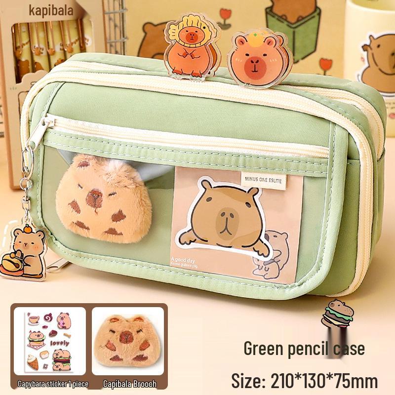 Piórnik Kapibara, Design 2024, Duża Pojemność, Unisex, dla Uczniów Szkolnych, Modna i Praktyczna Torba na Artykuły Papiernicze.