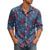 Chemise Hawaïenne Manches Longues Imprimé Homard pour Homme, Col Boutonné, Chemise Décontractée pour Plage, Vacances d'Été et Activités en Plein Air