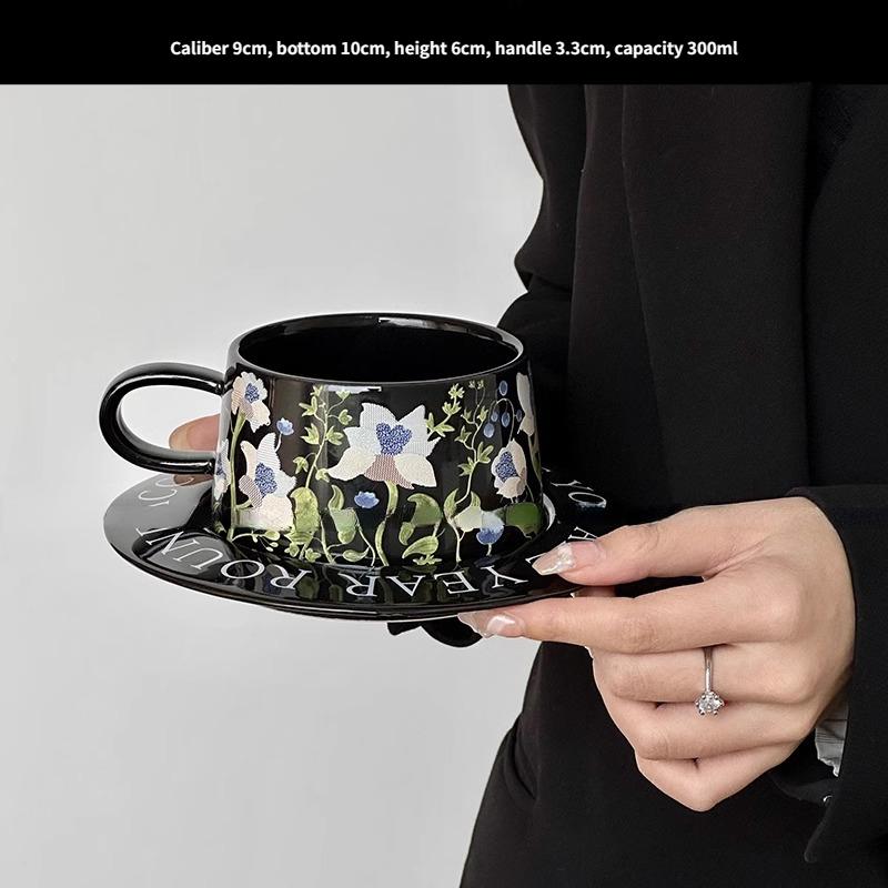 

Ретро-стиль акварели, модный домашний керамический кофейный набор с чашкой и тарелкой 200-300ml