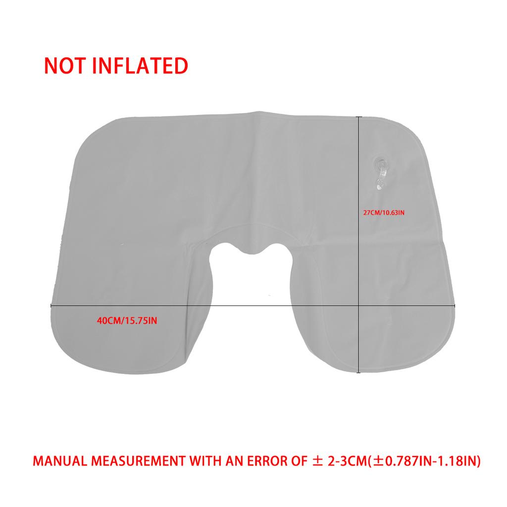 Inflatable flocking U-shaped pillow for outdoor travel. Inflatable pillow for storage and portable rest with leak repair patch
