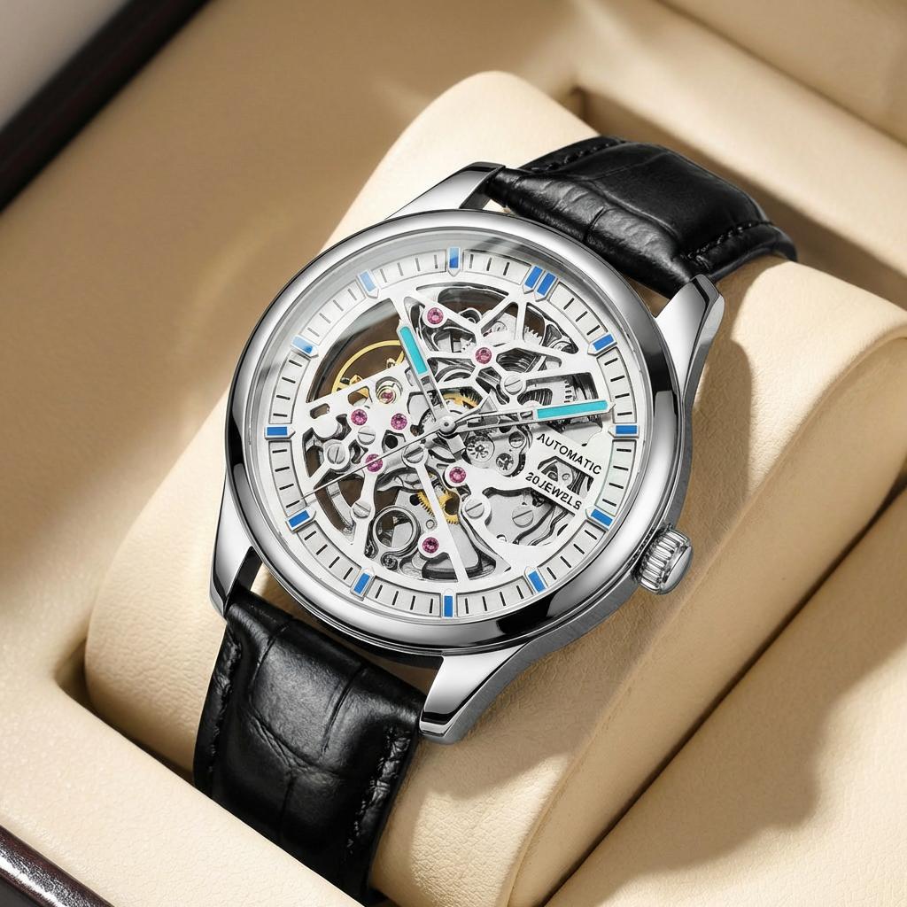 New Men's Hollowed Out High-End Fully Automatic Trend Steel Mechanical Watch