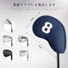Golf Iron Covers, 11-Piece Set, Magnetic Closure, Wedge Covers, Neoprene Material, Lightweight, Numbered, Head Protection Covers, LT-018 (Navy)