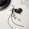 Stylish Leather Heart Bag Charm With Intricate Braided Design And Alloy Accent Unique Key Holder Accessory