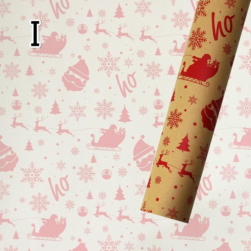 73*51cm New Christmas Gift Boxes Wrapping Paper European Style Retro Kraft Gift Snowflake Christmas Tree Festive Supplies