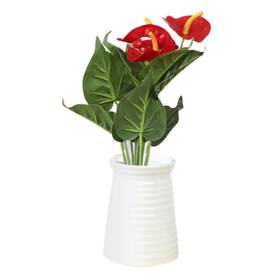 1ks 3 hlavy 9 listů Umělá rostlina Anthurium květina Domácí kancelář Zahrada Dekor
