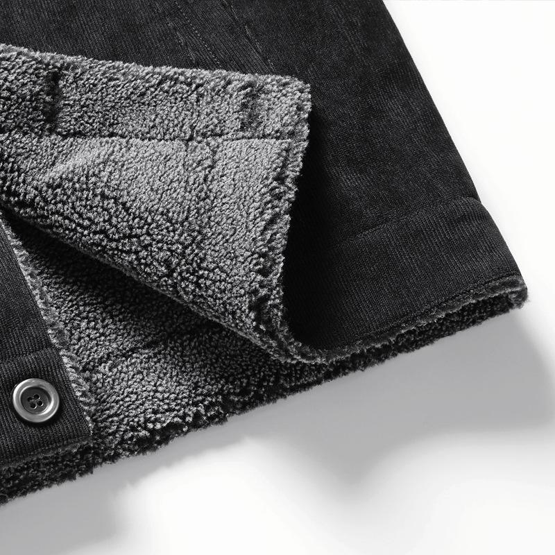 Warmer Cord-Baumwollmantel für junge und mittlere Männer, Winter-Samtjacke, Retro-Arbeitskleidung, lässige Sherpa-Jacke in großer Größe