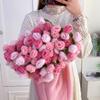 Handmade Knitted Gradient Rose Bouquet Wool Blanket - Perfect Valentine's Day Sofa Nap Gift