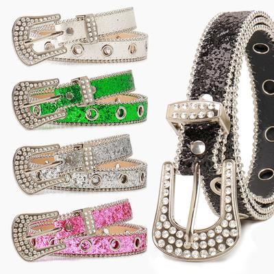 Rhinestone Pin Buckle Women'S Belt Personalized Jeans Women'S Belt Spice Girl Belt Women