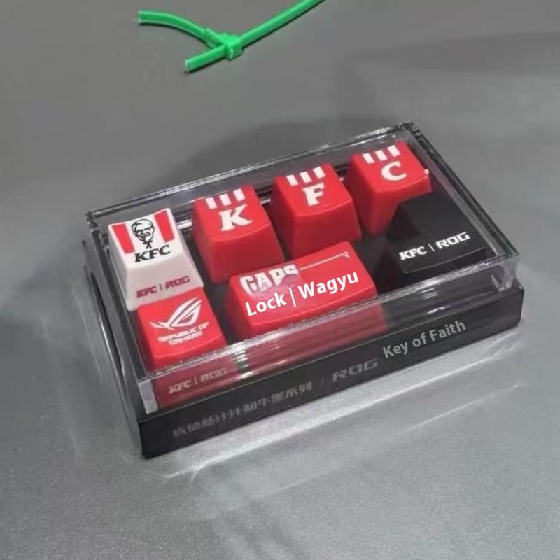 1 Sett Anime Tegneserie Perifer Leketøyssett Kfc Tastehette Mekanisk Tastatur Modell Samling Ornamenter Fans Gaver