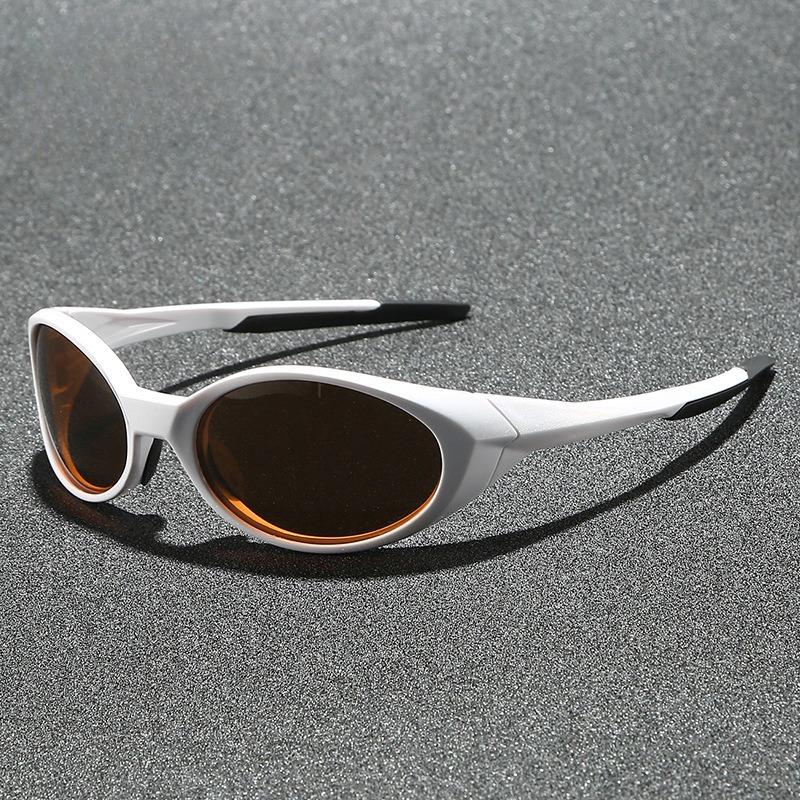 Outdoor Sports Polarized Sunglasses Women Men Unisex Oval Glasses Reflective Mirrored Lens Color Patchwork Shades