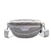 Damen Bunte Diamant Brusttasche Kleine PU-Leder Umhängetasche Halbmond Schultertasche
