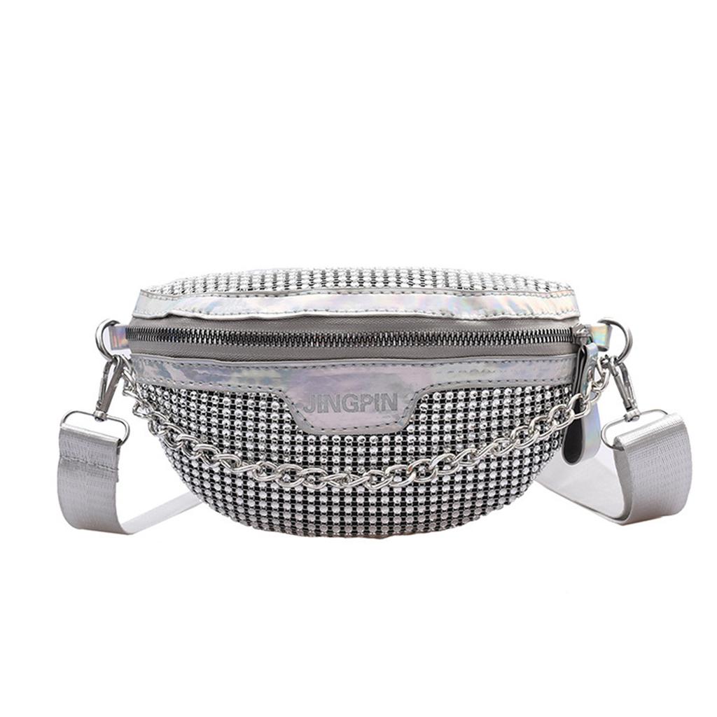 Damen Bunte Diamant Brusttasche Kleine PU-Leder Umhängetasche Halbmond Schultertasche