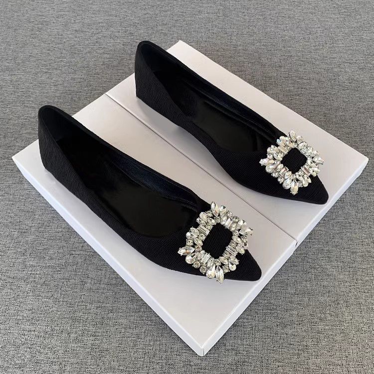 Versatile Fashion Breathable Ladyshoes Small Fragrant Shoes Rhinestone Pointed Single Shoes Spring and Autumn New Models