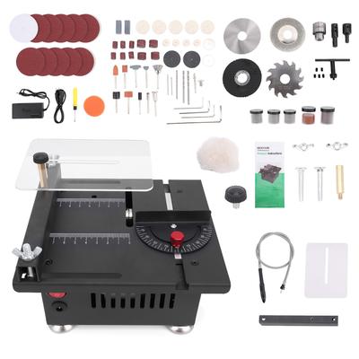Mini Table Saw Desktop Electric Woodworking Metal Cutter 7 Adjustable Speed Angle Adjustment with Various Saw Blades