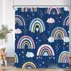 Cartoon Rainbow Kids Bathroom Shower Curtain Hand-Painted Cute Pattern Children Bathtub Decor Children Polyester Bath Curtain