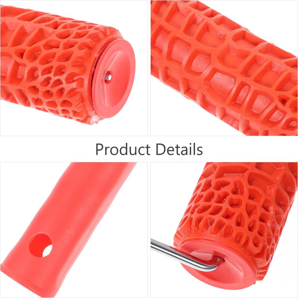 Housoutil Grain Pattern Paint Rubber Textured Pattern Roller with Handle for DIY Wall Decoration Roller, Material,