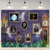2D Spooky Haunted House Backdrop, Ghost Portraits & Grandfather Clock Photo Background
