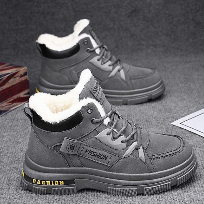 Men Super Thick Fleece Lined Snow Boots Outdoor Hiking Warm Winter Cotton Shoes