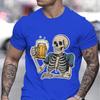 Cheering Skeleton Beer Print Men T-shirt Creative Skull and Beers Graphic Classic Tops Beer Lover Gifts Funny Summer T-shirt Men