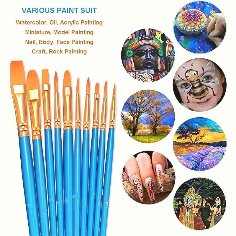 1set, Artist Paint Brush Set - Nylon Fur, for Acrylic, Oil Painting, Watercolor, Face, Nail, Detail Painting and Rock Painting.