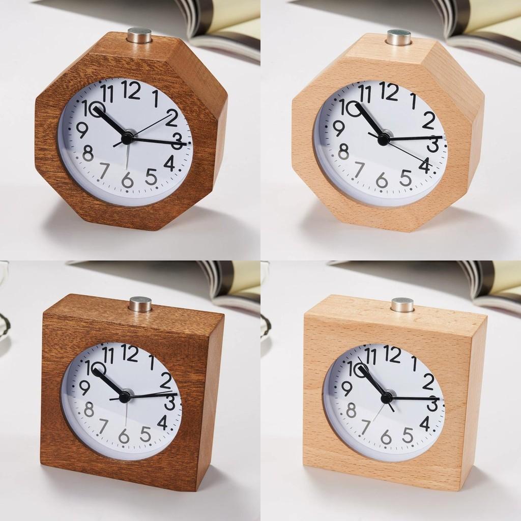 Wooden Bedside Alarm Clock With Led Display And Night Light For Students