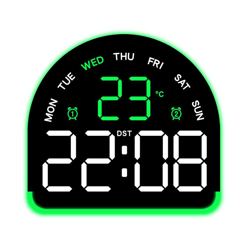 USB Powered Digital Alarm Clock with Mood Light TEMP Date Week 3-level Brightness Table Clock Auto Dimmable 12/24H LED Clock