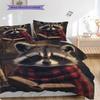 Magic Raccoon Pattern Bedding Quilt Set Quilt Cover Pillowcase Home Decoration Birthday Gift (1 * duvet cover + 2 * pillowcase, without core)