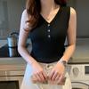 Women Vest Summer Inside the Small Tank Top Bottoming Shirt Knitted Shirt Slim V-neck Sexy Sleeveless Short Section Tops Outside