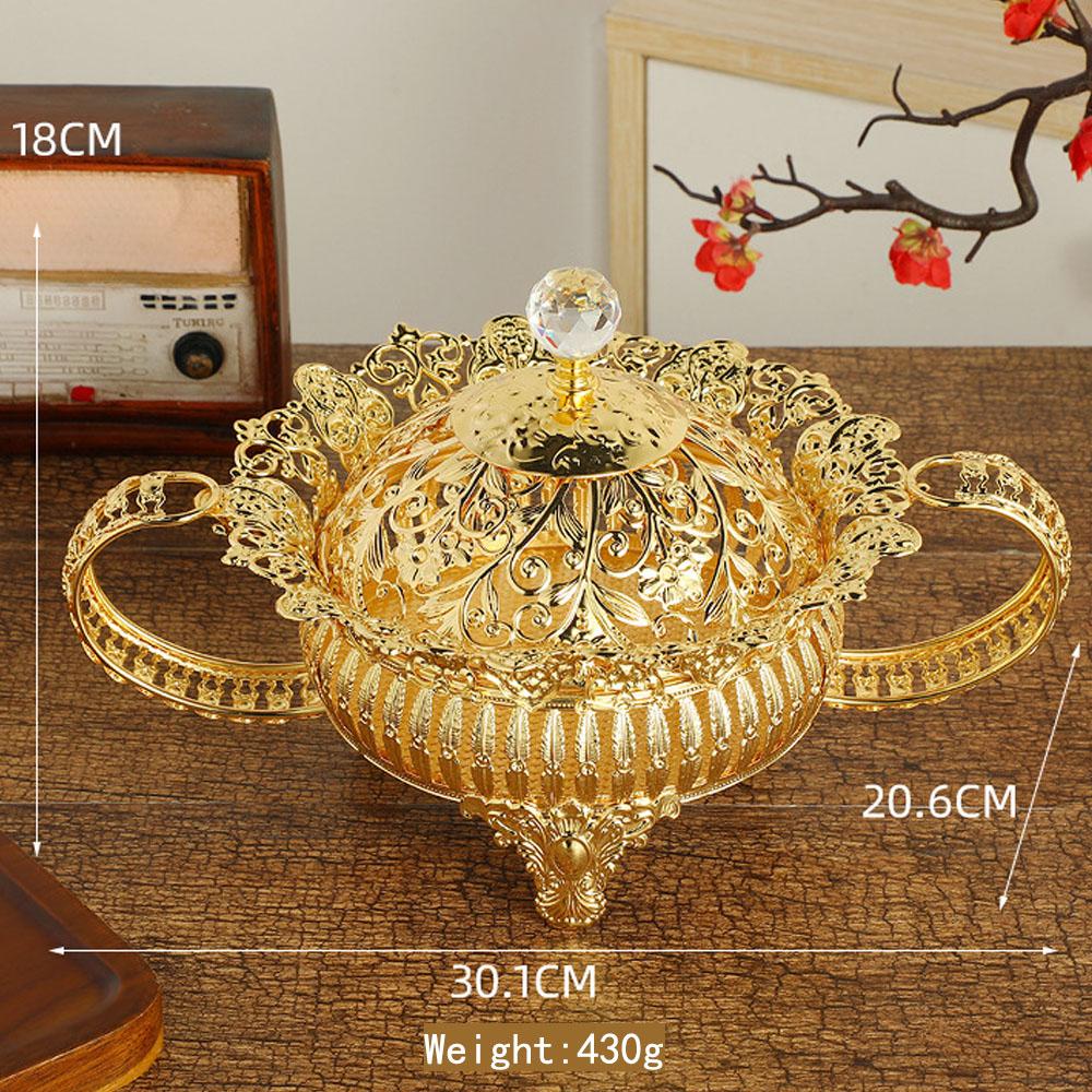 European Style Metal Fruit Plate with Cover High Foot Snack Tray for Weddings Hotels Living Rooms Dried Fruit Serving Dish
