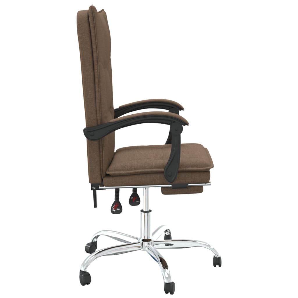 Office Chair with Reclining Function Brown Fabric