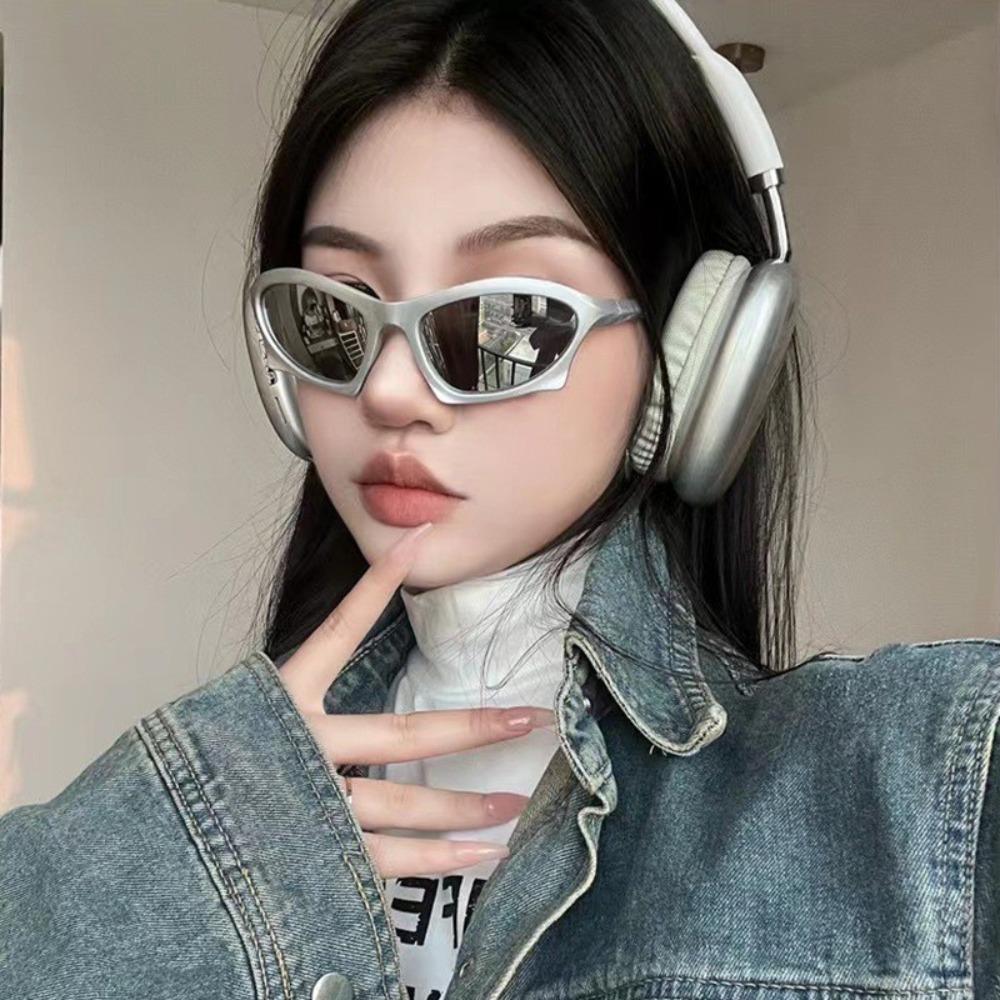 Y2K Futuristic Technology Style  Sunglasses Women Western Fashion Babes Mercury Flake Sunglasses
