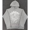 Heavy fleece foam print spider web hoodie sports casual sweater sweatpants set