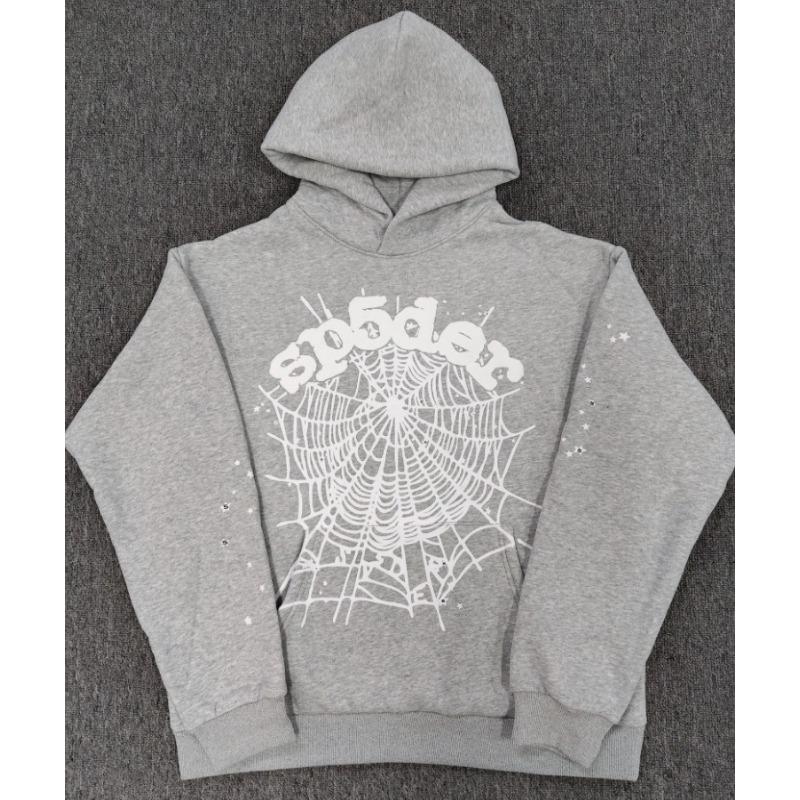 Heavy fleece foam print spider web hoodie sports casual sweater sweatpants set