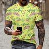 Summer Fashion T-Shirts with Coconut Palm 3D Print, Street Men's Large Size Daily T-Shirt with Round Neckline and Short Sleeves, T-Shirts, Tops